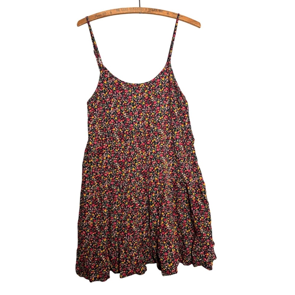 Xhilaration M Floral Mini Dress‎ Tiered Spaghetti Strap Stretch Boho Cottagecore